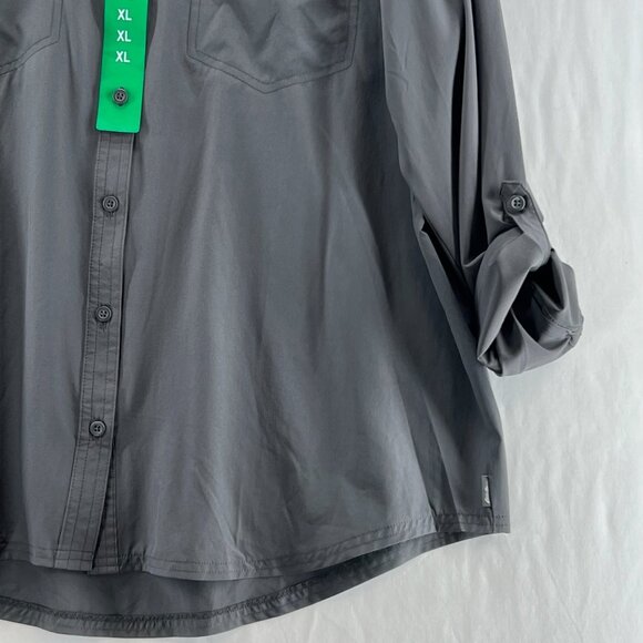 Eddie Bauer Departure 2.0 Long-Sleeve Shirt Women XL Roll Tab Button Up Charcoal - Picture 6 of 14